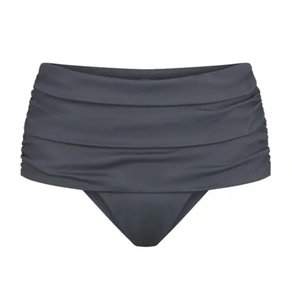 Sw69. Skims shaping swim fold over bikini bottom in gunmetal gray nwt XS